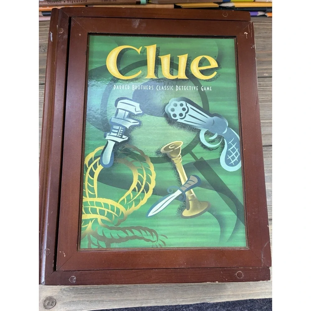 VTG 2005 Clue Game Collection Parker Brothers Wood Box Board Game Complete! EUC!